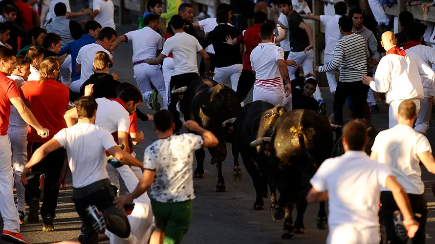 Tercero encierro de Tafalla 2017 con las reses de la ganadería Macua. MIGUEL OSÉS (9)