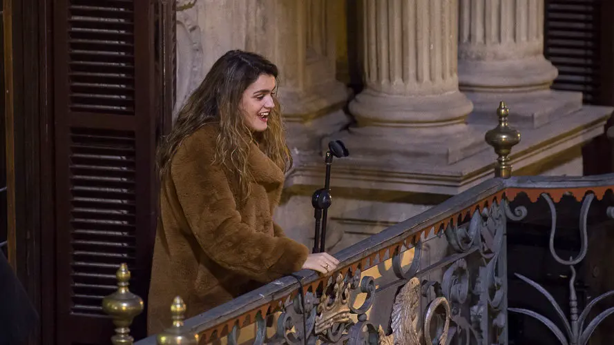 Amaia, ganadora de OT 2017 llega la recepción al Ayuntamiento de Pamplona. PABLO LASAOSA14