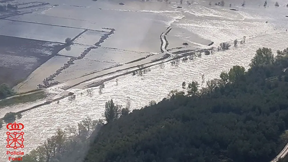 Inundación en Funes. POLICÍA FORAL