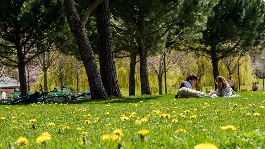 Tarde primaveral en el Parque Yamaguchi de Pamplona. Tiempo, calor, sol. (01). IÑIGO ALZUGARAY