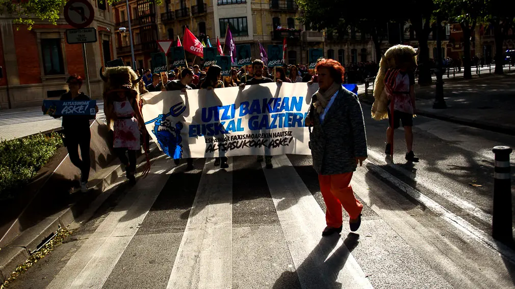 Ernai se manifiesta en rechazo a la sentencia por la agresión de dos guardias civiles en Alsasua. PABLO LASAOSA 11