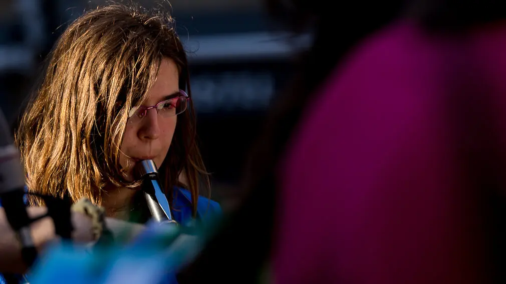 Más de un centenar de niños y niñas han participado en el 'Alarde de Txistularis Txikis' coincidiendo con el Día Europeo de la Música (23). IÑIGO ALZUGARAY