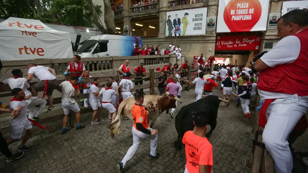 Primer encierro de San Fermín 2018 con toros de la ganadería El Puerto de San Lorenzo. ALEJANDRO VELASCO (32)