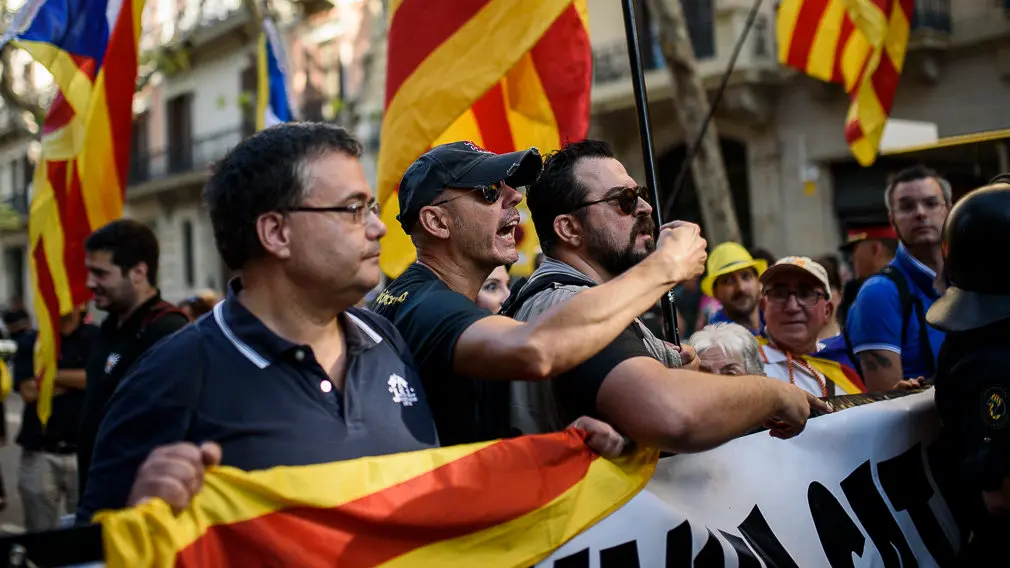 Momentos de tensión durante la ofrenda floral a Casanova en Barcelona durante la Diada 2018. PABLO LASAOSA 07