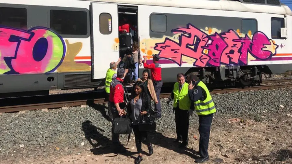 Tren averiado en Lodosa que cubría el recorrido entre Miranda de Ebro y Zaragoza POLICÍA FORAL (14)