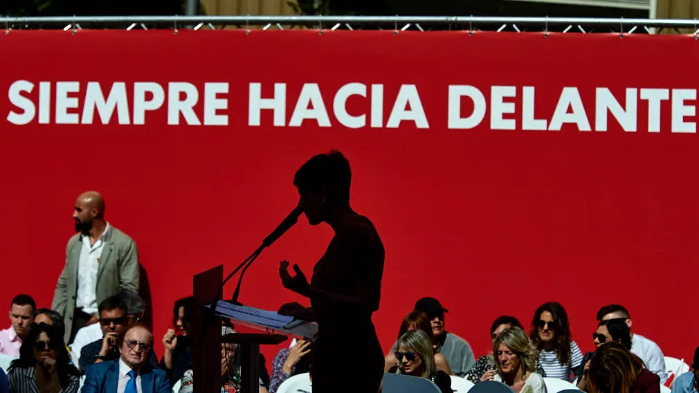 Visita del presidente Pedro Sanchez a los socialistas navarros para apoyar a las candidatas a la presidencia de Navarra, María Chivite y a la alcaldía de Pamplona, Maite Esporrín. MIGUEL OSÉS