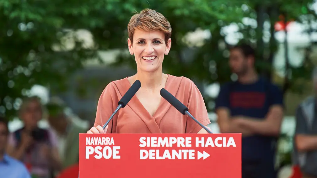 Visita del presidente Pedro Sanchez a los socialistas navarros para apoyar a las candidatas a la presidencia de Navarra, María Chivite y a la alcaldía de Pamplona, Maite Esporrín. MIGUEL OSÉS