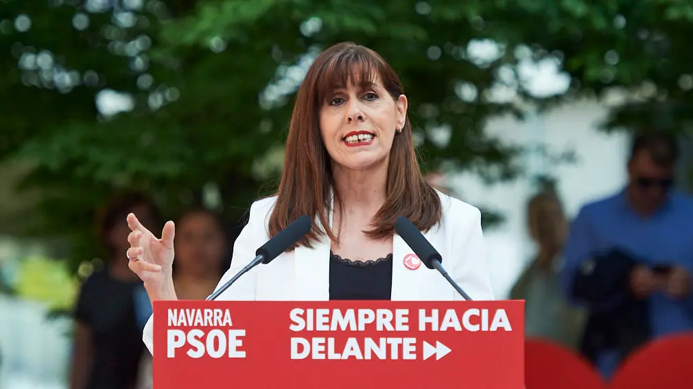 Visita del presidente Pedro Sanchez a los socialistas navarros para apoyar a las candidatas a la presidencia de Navarra, María Chivite y a la alcaldía de Pamplona, Maite Esporrín. MIGUEL OSÉS