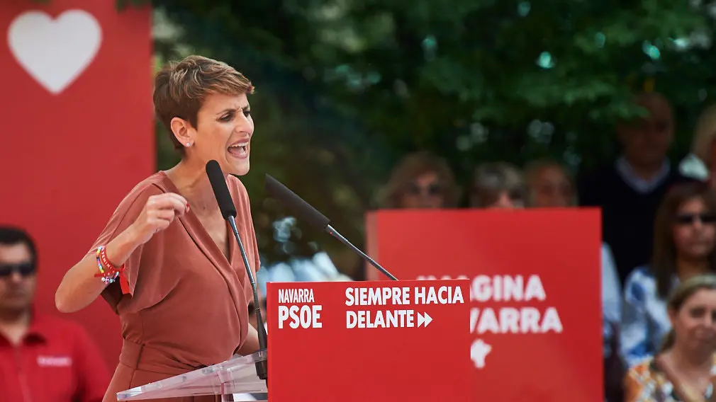 Visita del presidente Pedro Sanchez a los socialistas navarros para apoyar a las candidatas a la presidencia de Navarra, María Chivite y a la alcaldía de Pamplona, Maite Esporrín. MIGUEL OSÉS