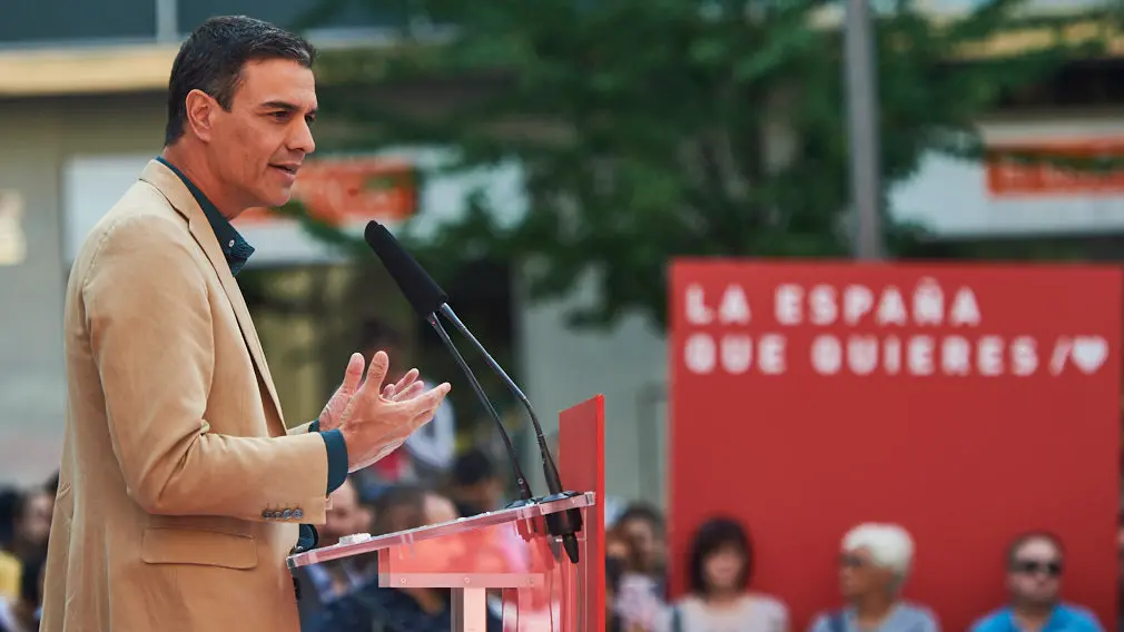 Visita del presidente Pedro Sanchez a los socialistas navarros para apoyar a las candidatas a la presidencia de Navarra, María Chivite y a la alcaldía de Pamplona, Maite Esporrín. MIGUEL OSÉS