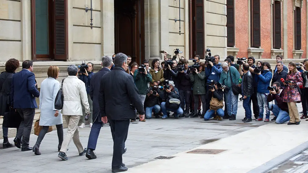 Reunión entre María Chivite (PSN) y Uxue Barkos (Geroa Bai) en el marco de la ronda de contactos que inicia la candidata socialista a la Presidencia del Gobierno de Navarra. IÑIGO ALZUGARAY