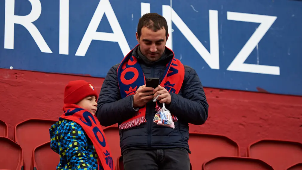 La grada de Osasuna durante el partido contra el Espanyol. Miguel Osés
