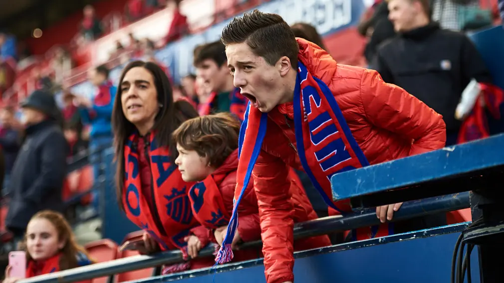 La grada de Osasuna durante el partido contra el Espanyol. Miguel Osés