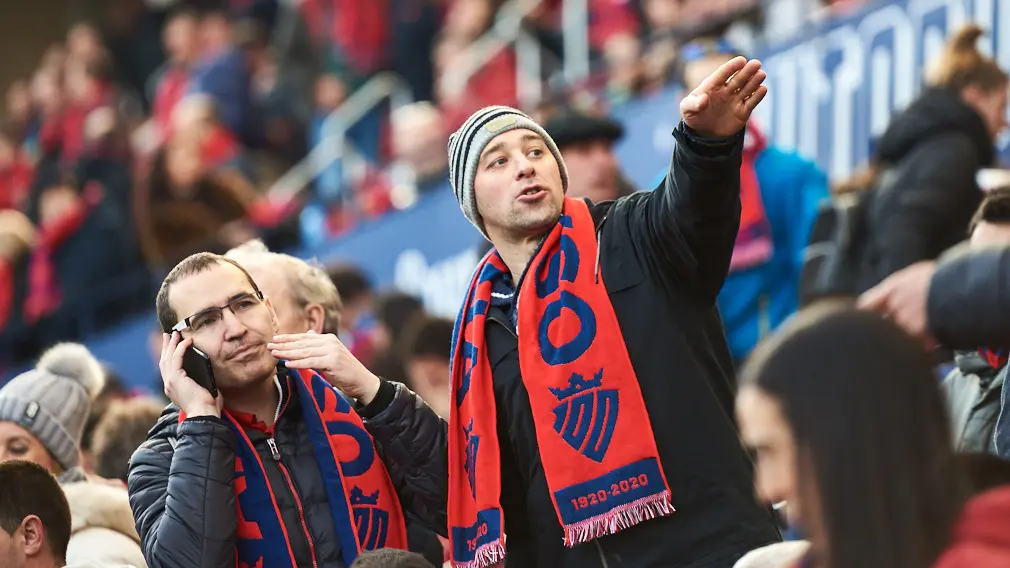 La grada de Osasuna durante el partido contra el Espanyol. Miguel Osés