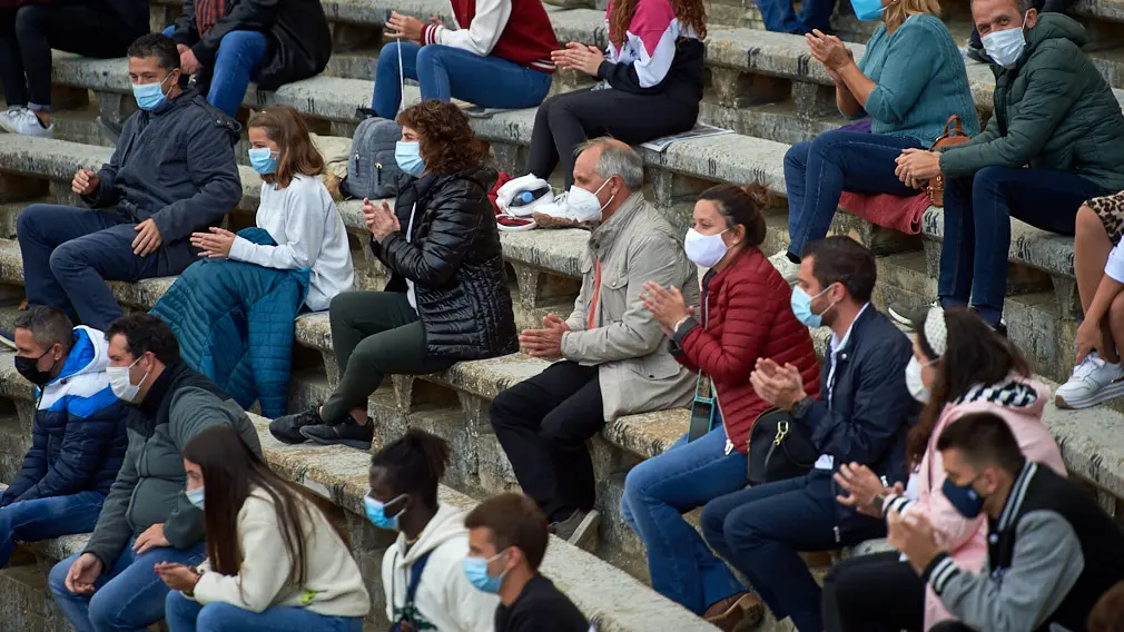Tarde de recortes de toros en la ciudad de Tudela con grandes medidas de seguridad ante la Covid-19. MIGUEL OSÉS