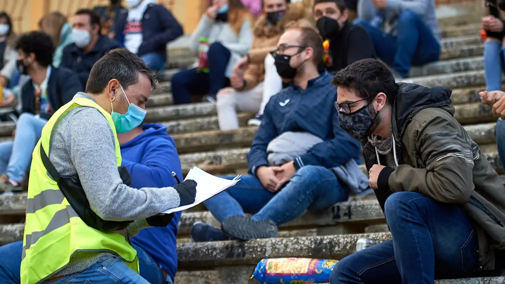 Tarde de recortes de toros en la ciudad de Tudela con grandes medidas de seguridad ante la Covid-19. MIGUEL OSÉS