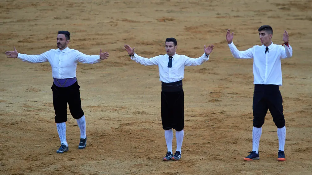 Tarde de recortes de toros en la ciudad de Tudela con grandes medidas de seguridad ante la Covid-19. MIGUEL OSÉS