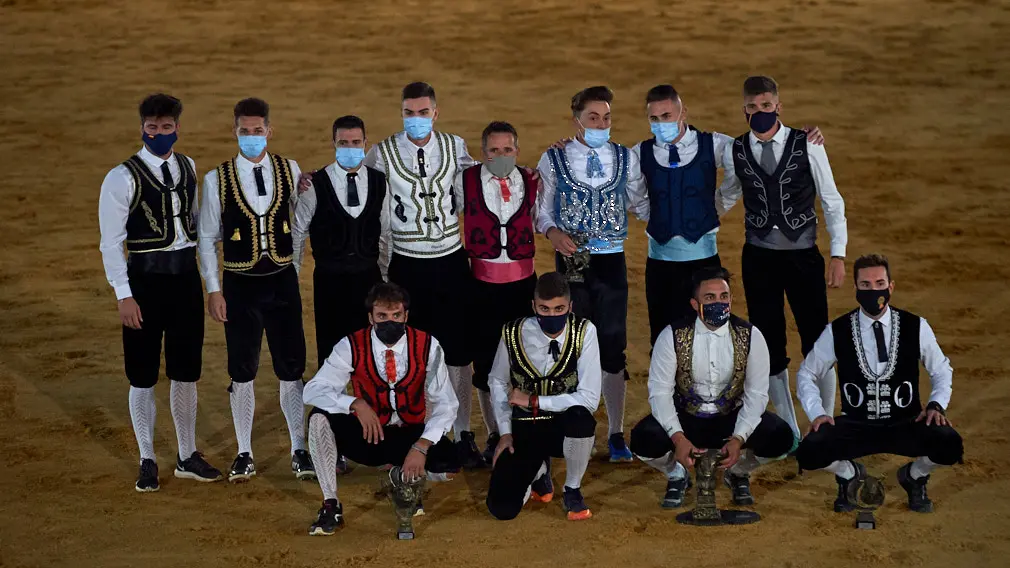 Tarde de recortes de toros en la ciudad de Tudela con grandes medidas de seguridad ante la Covid-19. MIGUEL OSÉS