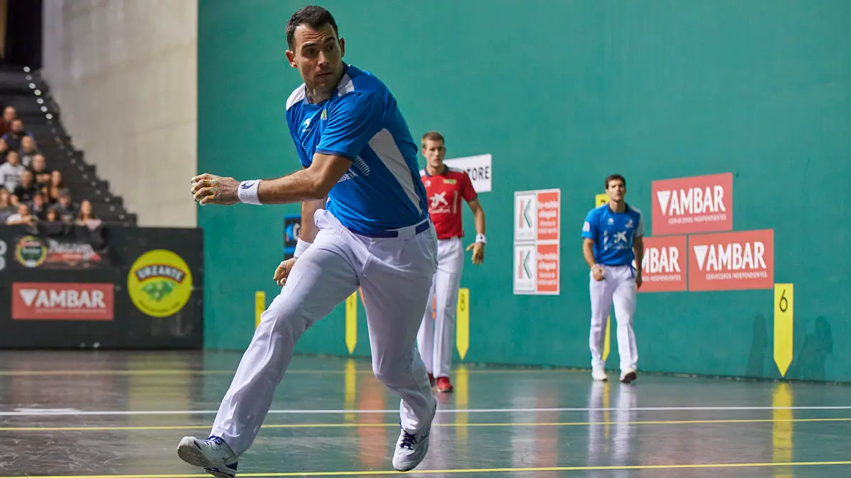 Partido de pelota de la semifinal del Masters Caixabank de parejas entre Ezkurdia-Mariezkurrena II y Jaka-Zabaleta celebrado en el Navarra Arena de Pamplona. IÑIGO ALZUGARAY