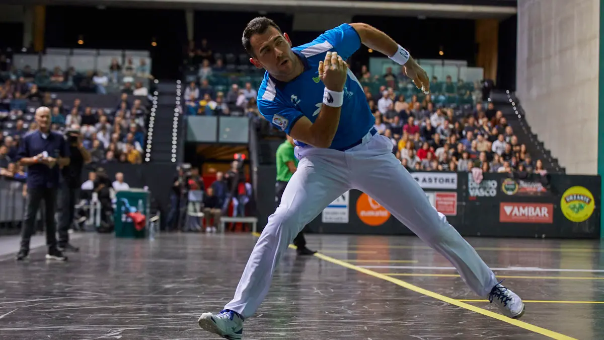 Partido de pelota de la semifinal del Masters Caixabank de parejas entre Ezkurdia-Mariezkurrena II y Jaka-Zabaleta celebrado en el Navarra Arena de Pamplona. IÑIGO ALZUGARAY