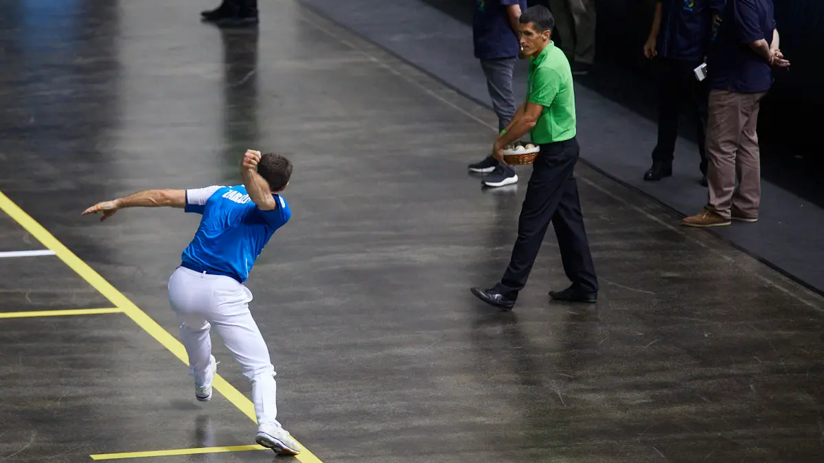 Partido de pelota de la semifinal del Masters Caixabank de parejas entre Ezkurdia-Mariezkurrena II y Jaka-Zabaleta celebrado en el Navarra Arena de Pamplona. IÑIGO ALZUGARAY