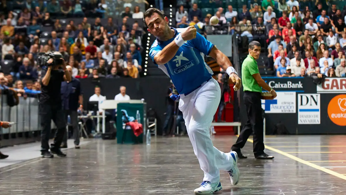 Partido de pelota de la semifinal del Masters Caixabank de parejas entre Ezkurdia-Mariezkurrena II y Jaka-Zabaleta celebrado en el Navarra Arena de Pamplona. IÑIGO ALZUGARAY