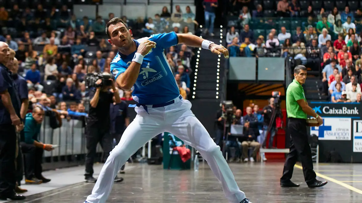 Partido de pelota de la semifinal del Masters Caixabank de parejas entre Ezkurdia-Mariezkurrena II y Jaka-Zabaleta celebrado en el Navarra Arena de Pamplona. IÑIGO ALZUGARAY