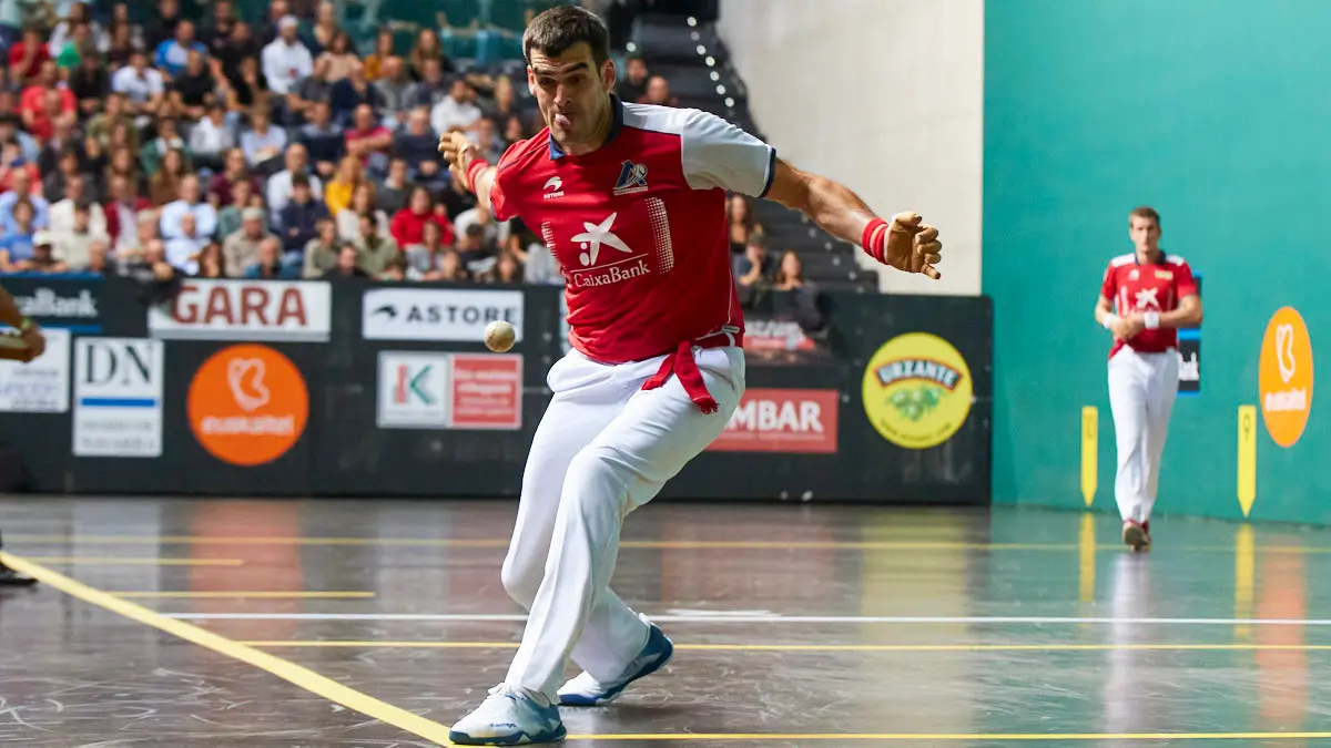 Partido de pelota de la semifinal del Masters Caixabank de parejas entre Ezkurdia-Mariezkurrena II y Jaka-Zabaleta celebrado en el Navarra Arena de Pamplona. IÑIGO ALZUGARAY
