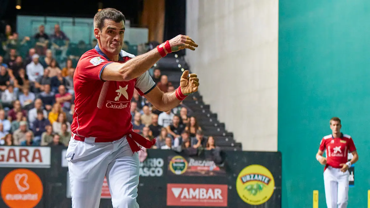 Partido de pelota de la semifinal del Masters Caixabank de parejas entre Ezkurdia-Mariezkurrena II y Jaka-Zabaleta celebrado en el Navarra Arena de Pamplona. IÑIGO ALZUGARAY