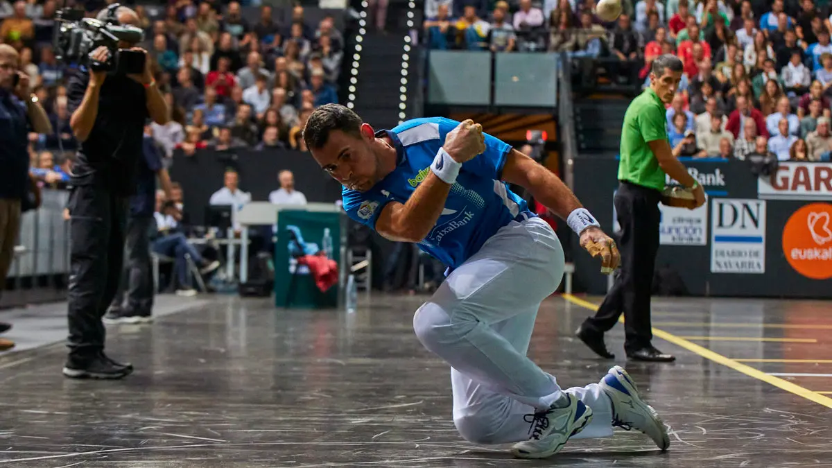 Partido de pelota de la semifinal del Masters Caixabank de parejas entre Ezkurdia-Mariezkurrena II y Jaka-Zabaleta celebrado en el Navarra Arena de Pamplona. IÑIGO ALZUGARAY