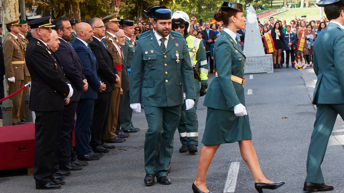 A Guardia Civil woman during a ceremony commemorating the 35th anniversary  of the incorporation of women into the Guardia Civil, on May 5, 2023, in  Pamplona, Navarra (Spain). Although the initial date