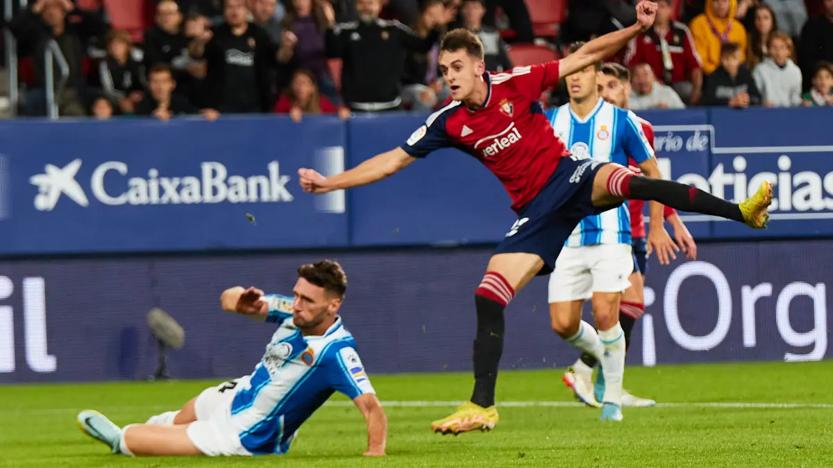 Partido de La Liga Santander entre CA Osasuna y RCD Espanyol disputado en el estadio de El Sadar. IÑIGO ALZUGARAY