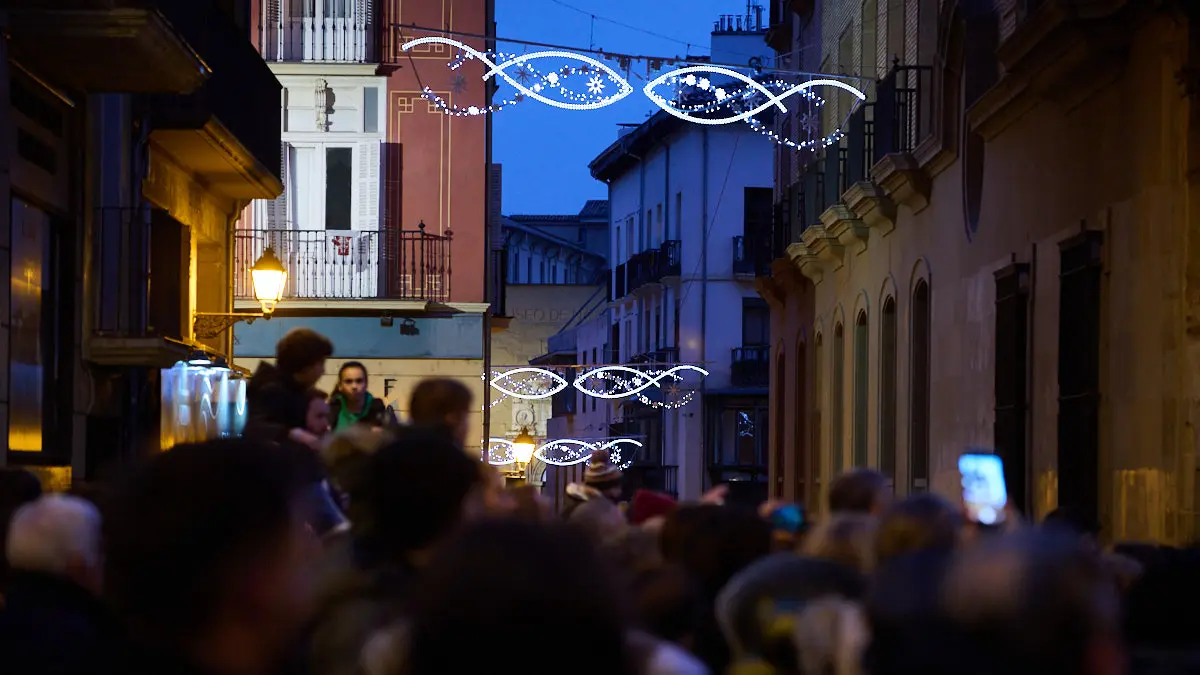Encendido de la iluminación navideña 2022 en Pamplona. PABLO LASAOSA