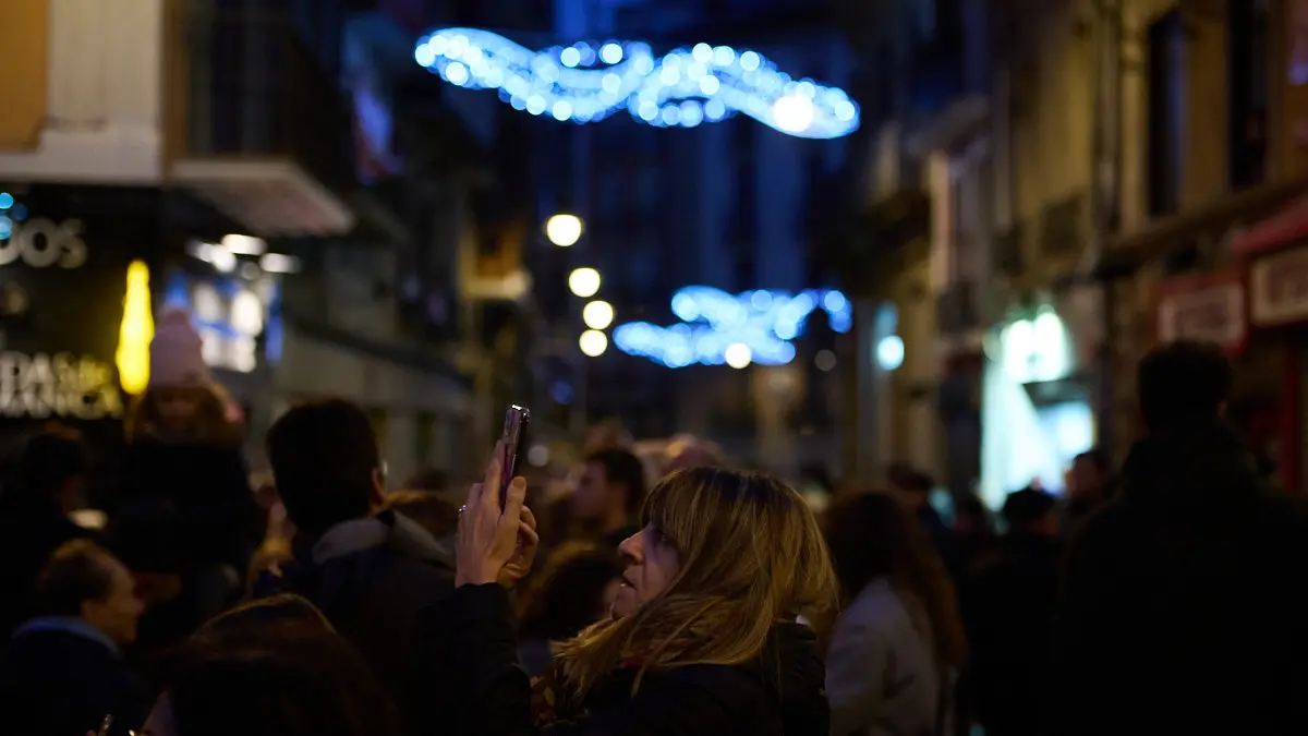 Encendido de la iluminación navideña 2022 en Pamplona. PABLO LASAOSA