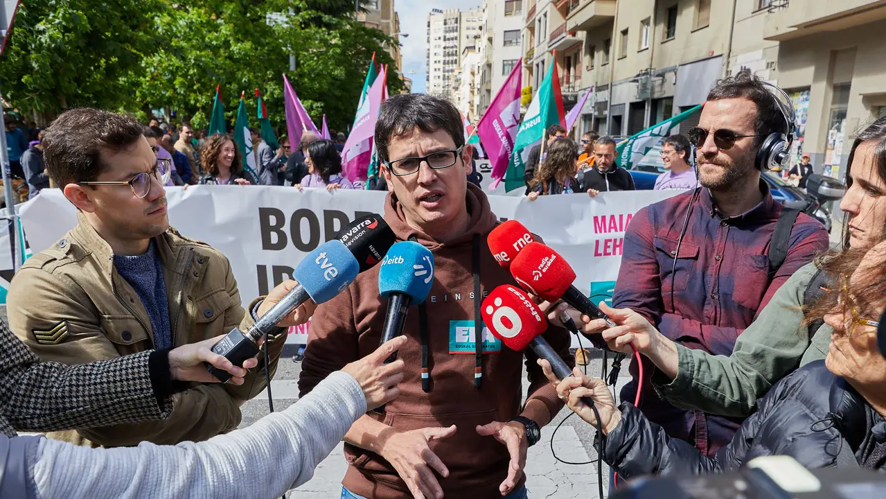 Manifestación de ELA, con el lema 'Borrokan, irabazteko (En la lucha, para ganar)', con motivo del 1º de mayo. IÑIGO ALZUGARAY