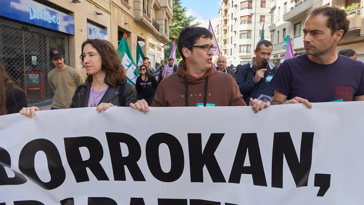Manifestación de ELA, con el lema 'Borrokan, irabazteko (En la lucha, para ganar)', con motivo del 1º de mayo. IÑIGO ALZUGARAY