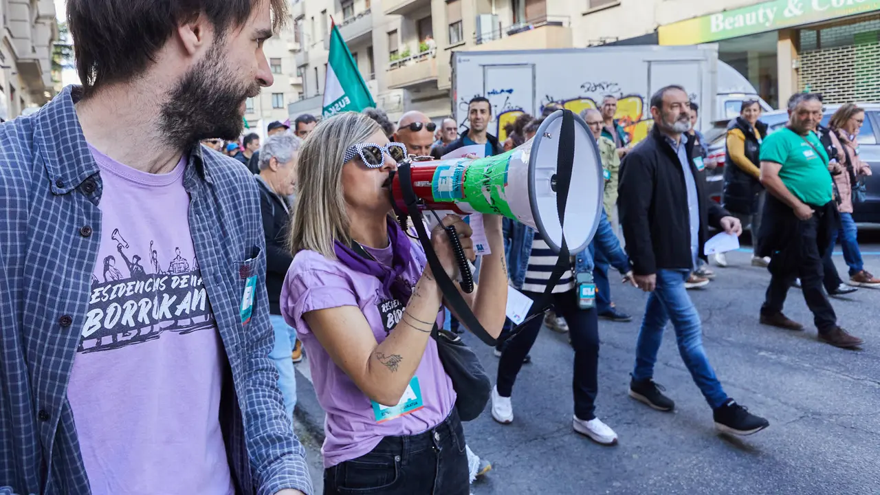 Manifestación de ELA, con el lema 'Borrokan, irabazteko (En la lucha, para ganar)', con motivo del 1º de mayo. IÑIGO ALZUGARAY