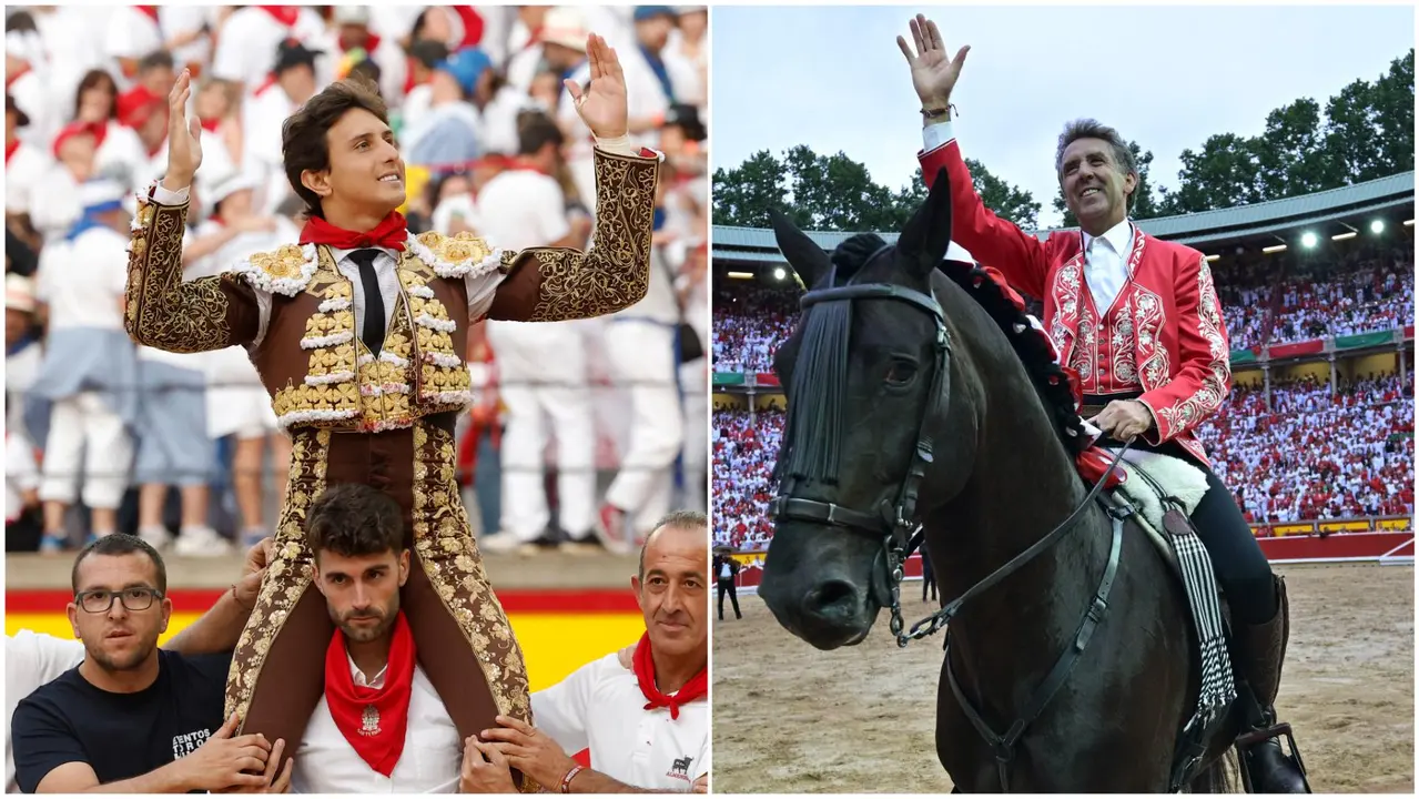 Roca Rey y Pablo Hermoso de Mendoza, dos triunfadores en San Ferm&iacute;n 2024. EFE