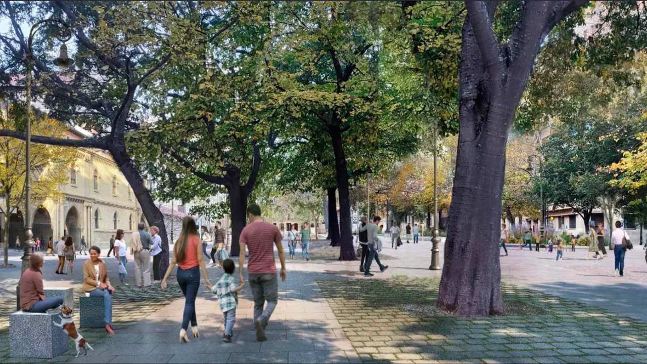 Recreación de la reforma del Paseo de Sarasate Pamplona. AYUNTAMIENTO DE PAMPLONA