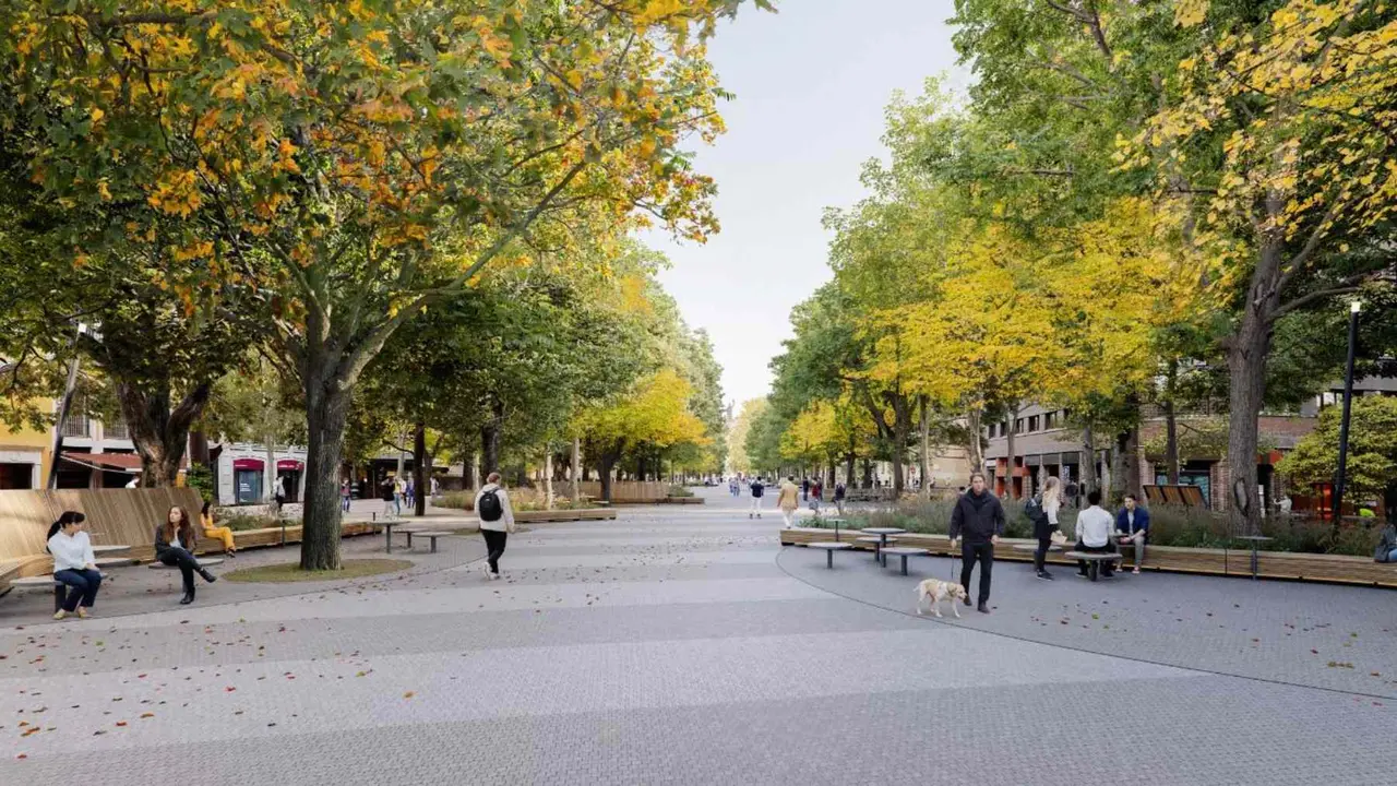 Recreación de la reforma del Paseo de Sarasate Pamplona. AYUNTAMIENTO DE PAMPLONA