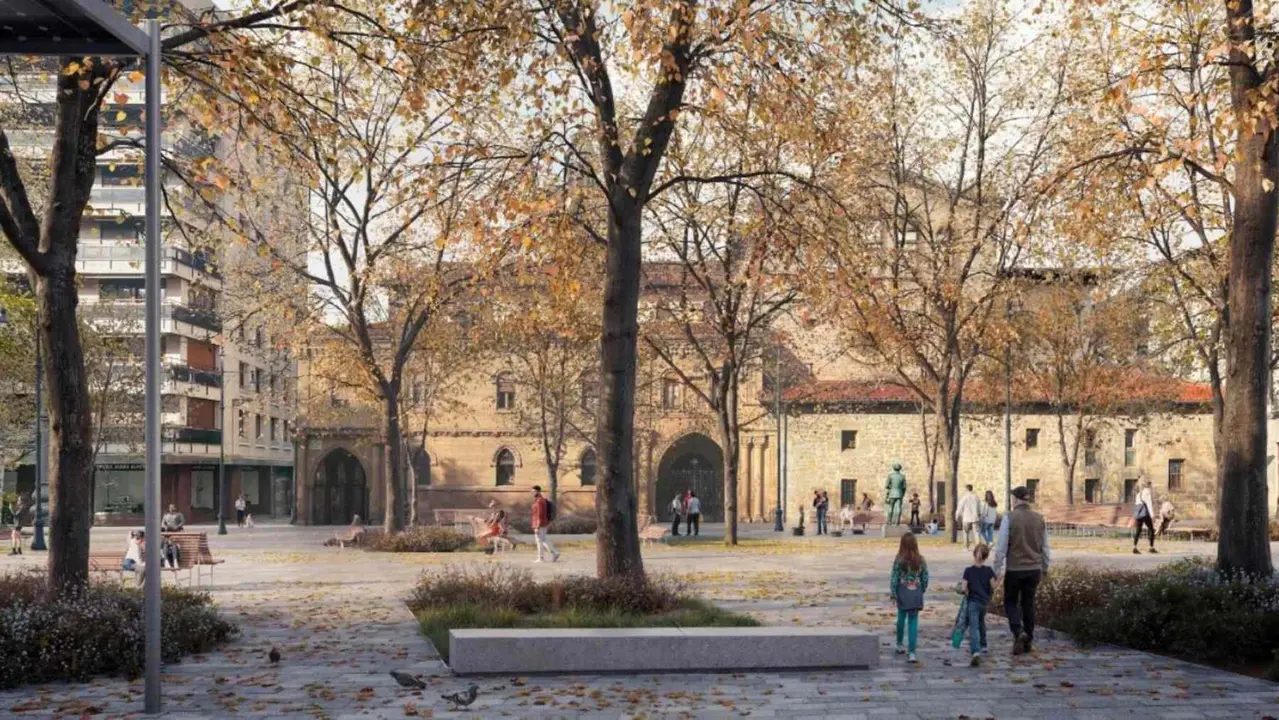 Recreación de la reforma del Paseo de Sarasate Pamplona. AYUNTAMIENTO DE PAMPLONA