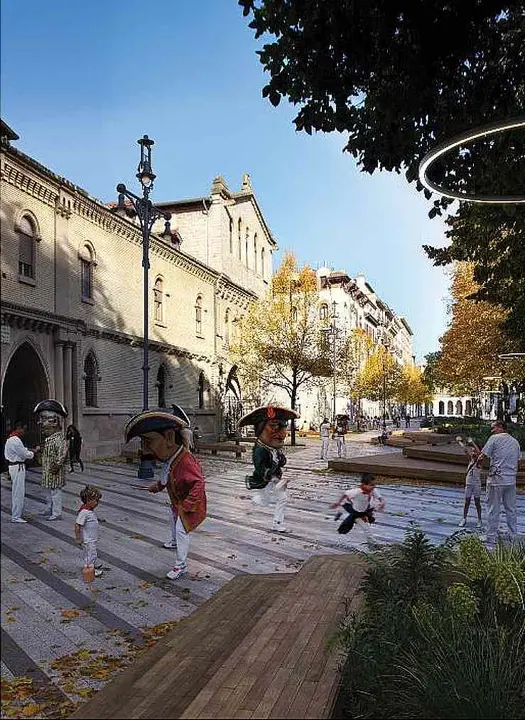 Recreación de la reforma del Paseo de Sarasate Pamplona. AYUNTAMIENTO DE PAMPLONA