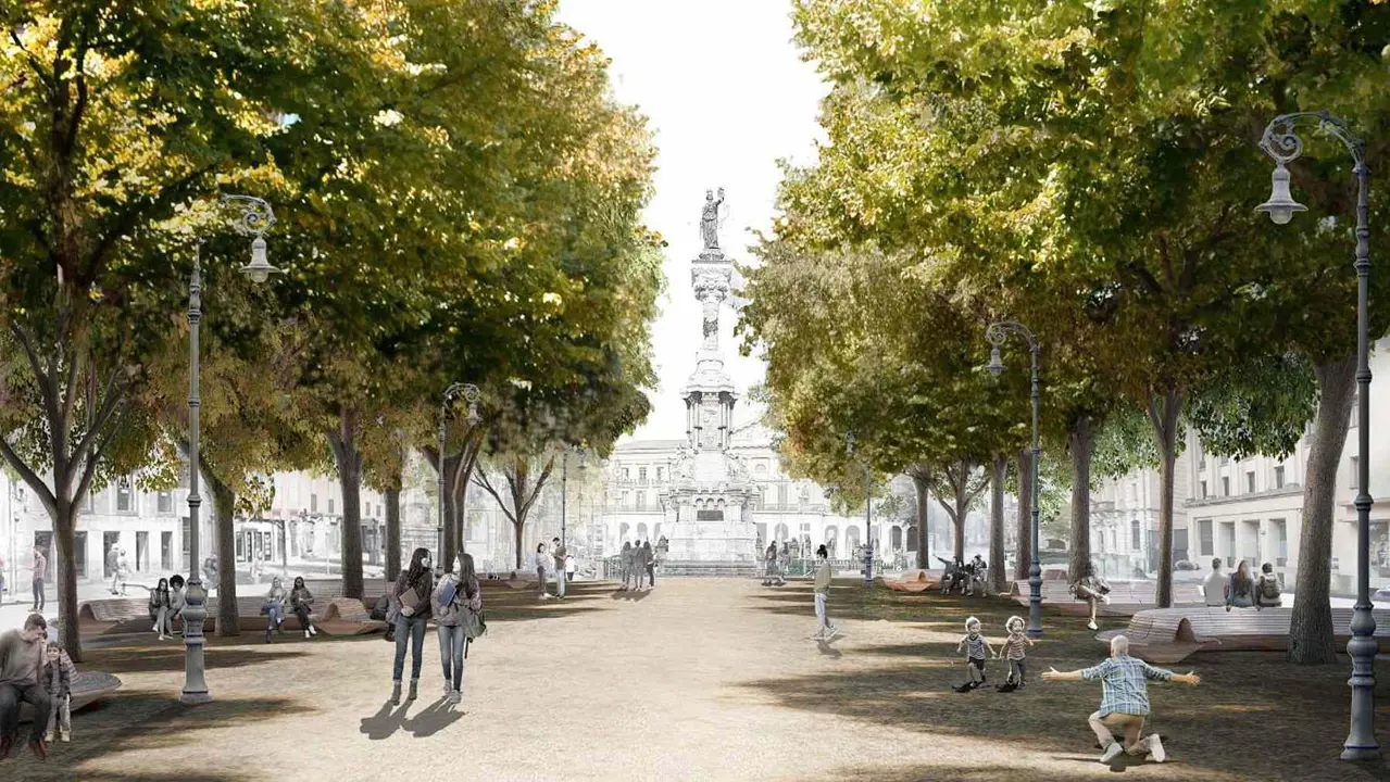 Recreación de la reforma del Paseo de Sarasate Pamplona. AYUNTAMIENTO DE PAMPLONA
