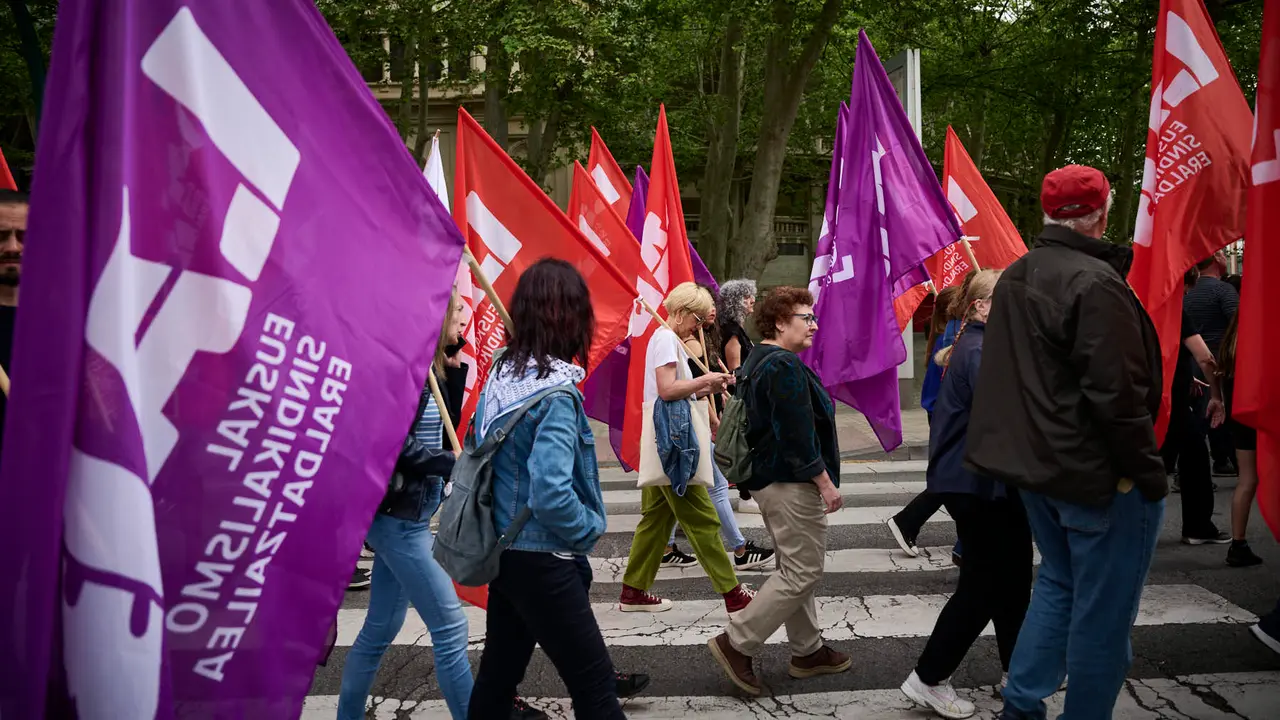 El sindicato LAB se manifiesta en Pamplona con motivo del 1º de Mayo, día del trabajador. PABLO LASAOSA