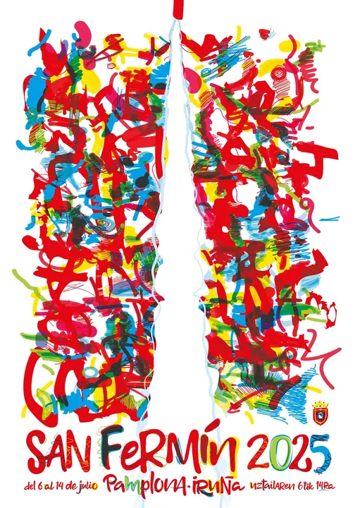 Cartel de San Fermín 2025 Número 2. Plica 3129. Título del cartel: El 6 a las 12:00