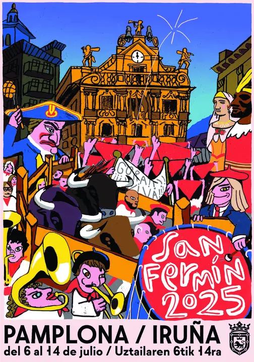 Cartel de San Fermín 2025 Número 8. Plica 3520. Título del cartel: Instantes