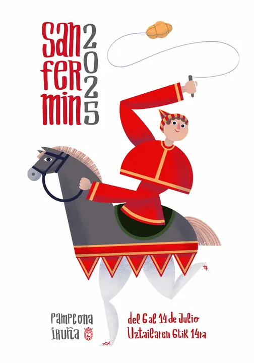 Cartel de San Fermín 2025 Número 9. Plica 3514. Título del cartel: Zaldiko