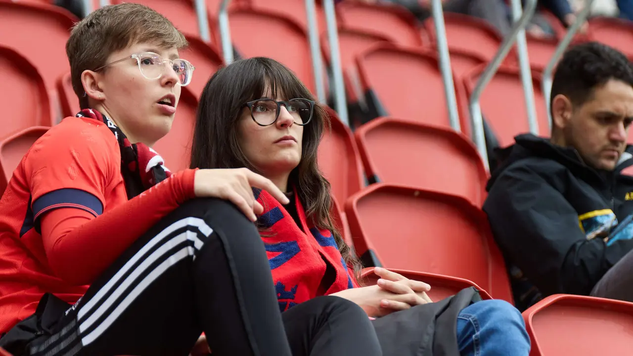 La grada del estadio de El Sadar durante el partido de La Liga EA Sports entre CA Osasuna y Atlético Madrid disputado en Pamplona. IÑIGO ALZUGARAY