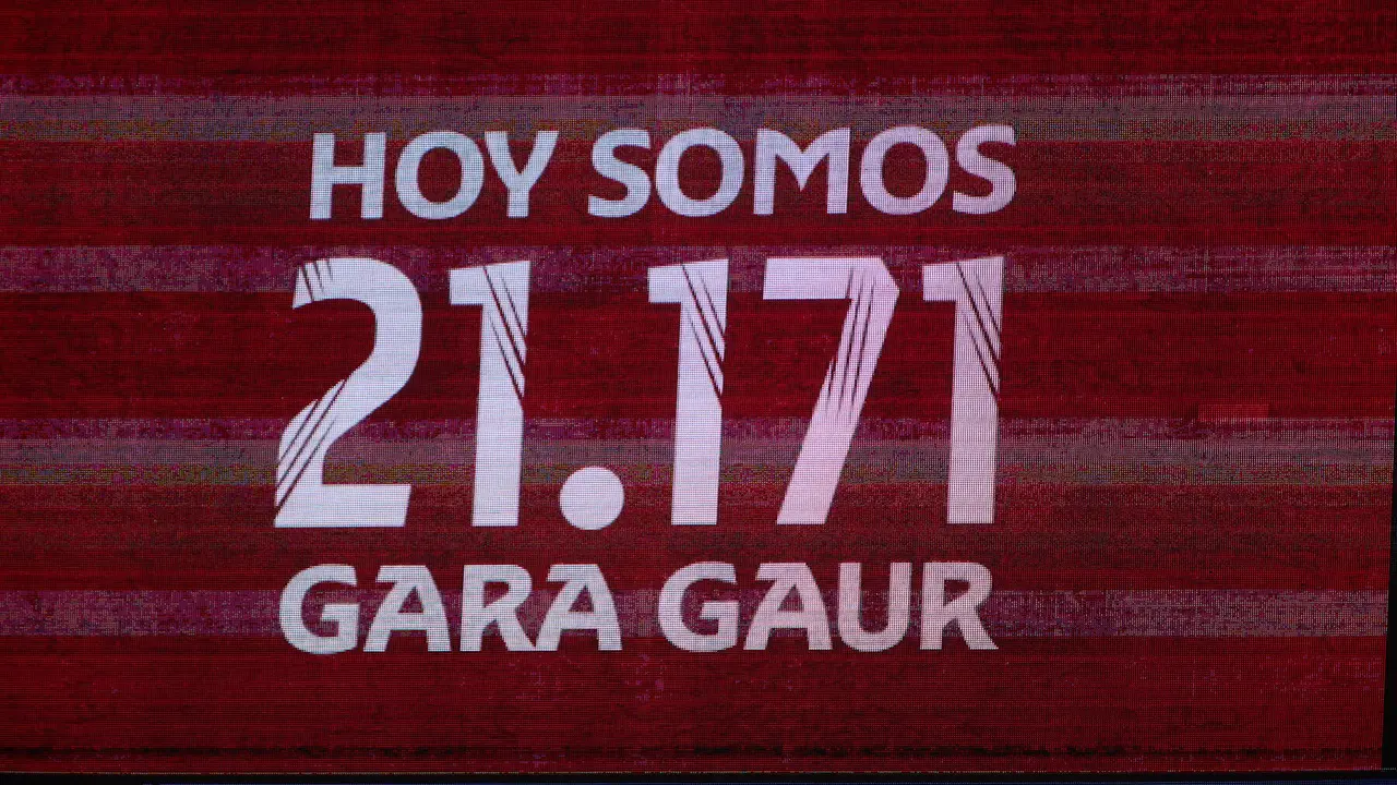 La grada del estadio de El Sadar durante el partido de La Liga EA Sports entre CA Osasuna y Atlético Madrid disputado en Pamplona. IÑIGO ALZUGARAY