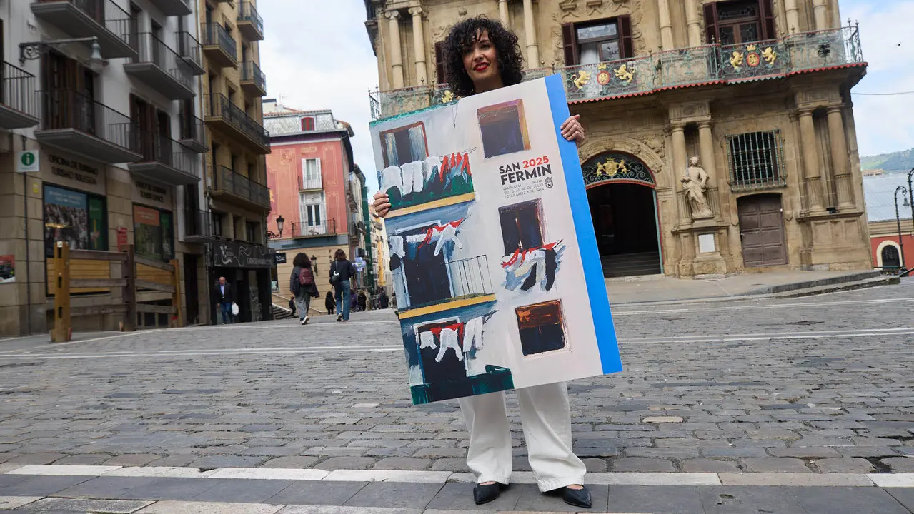 Sandra Nadal Vital es la autora del cartel anunciador de las fiestas de San Fermín 2025. IÑIGO ALZUGARAY
